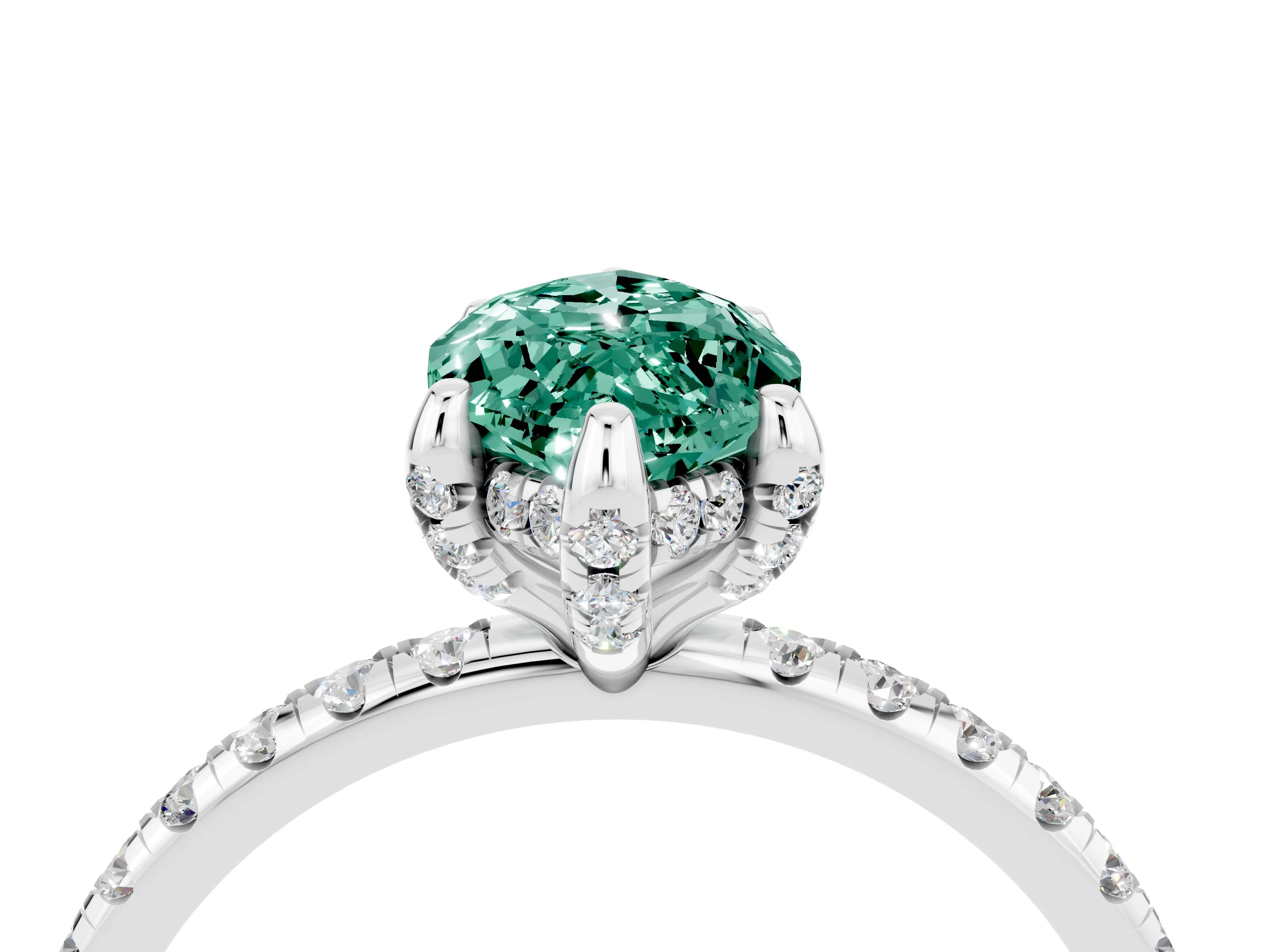 White gold Marquise Cut Diamond Solitaire Ring with Four-Prong Setting and Pavé Band_4