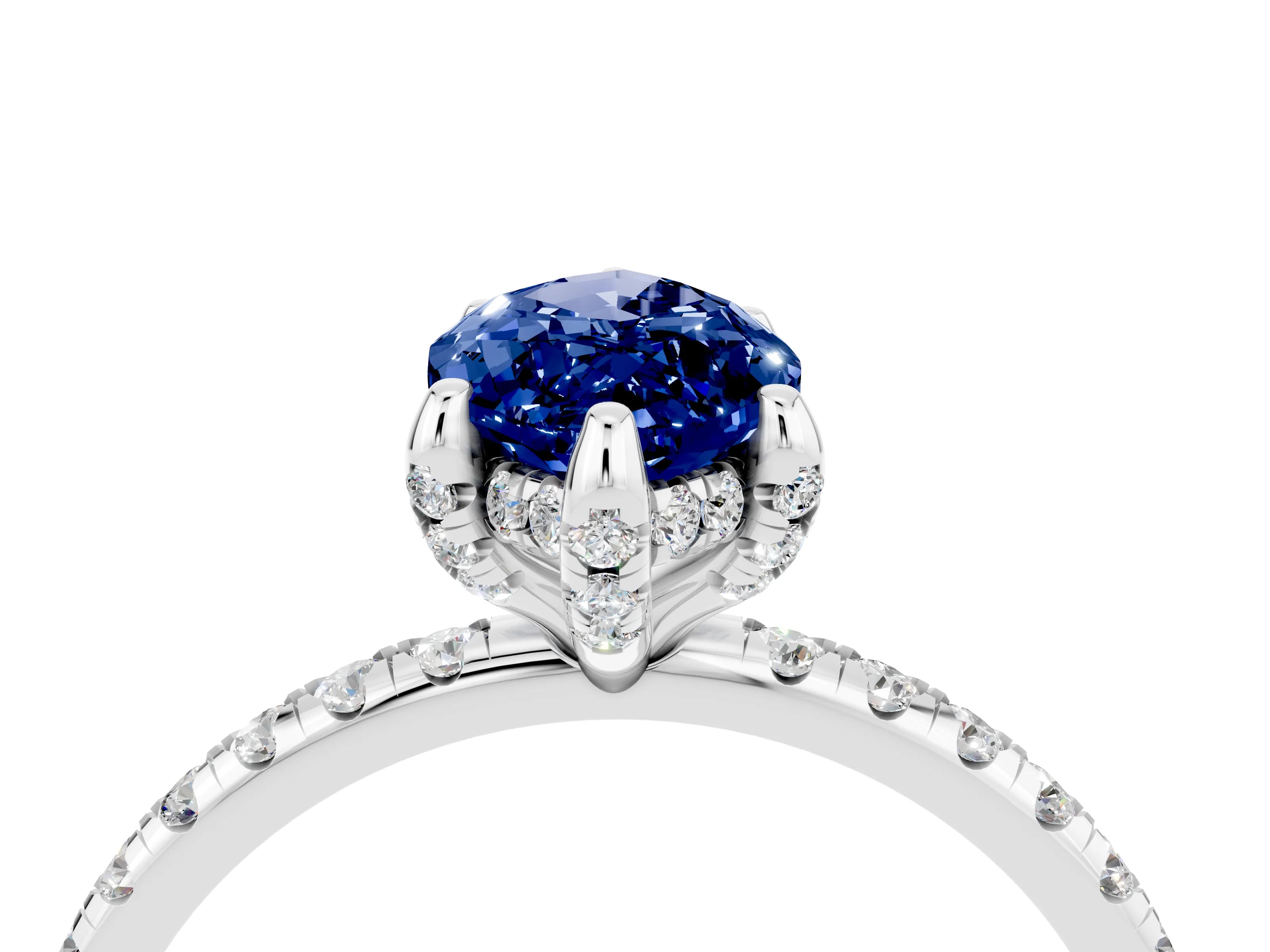 White gold Marquise Cut Diamond Solitaire Ring with Four-Prong Setting and Pavé Band_4
