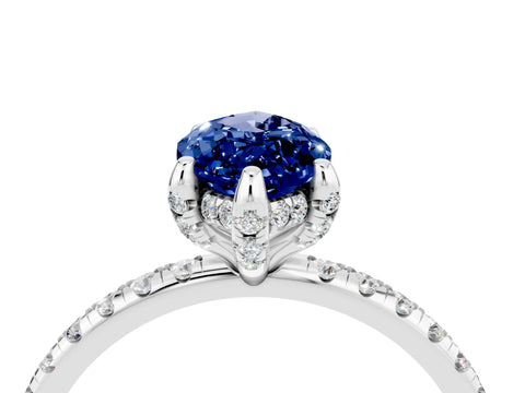 White gold Marquise Cut Diamond Solitaire Ring with Four-Prong Setting and Pavé Band_4