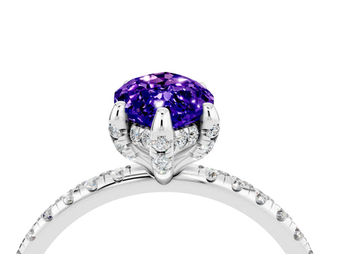 White gold Marquise Cut Diamond Solitaire Ring with Four-Prong Setting and Pavé Band_4