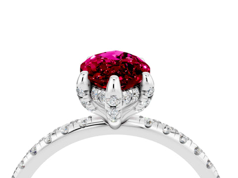 White gold Marquise Cut Diamond Solitaire Ring with Four-Prong Setting and Pavé Band_4