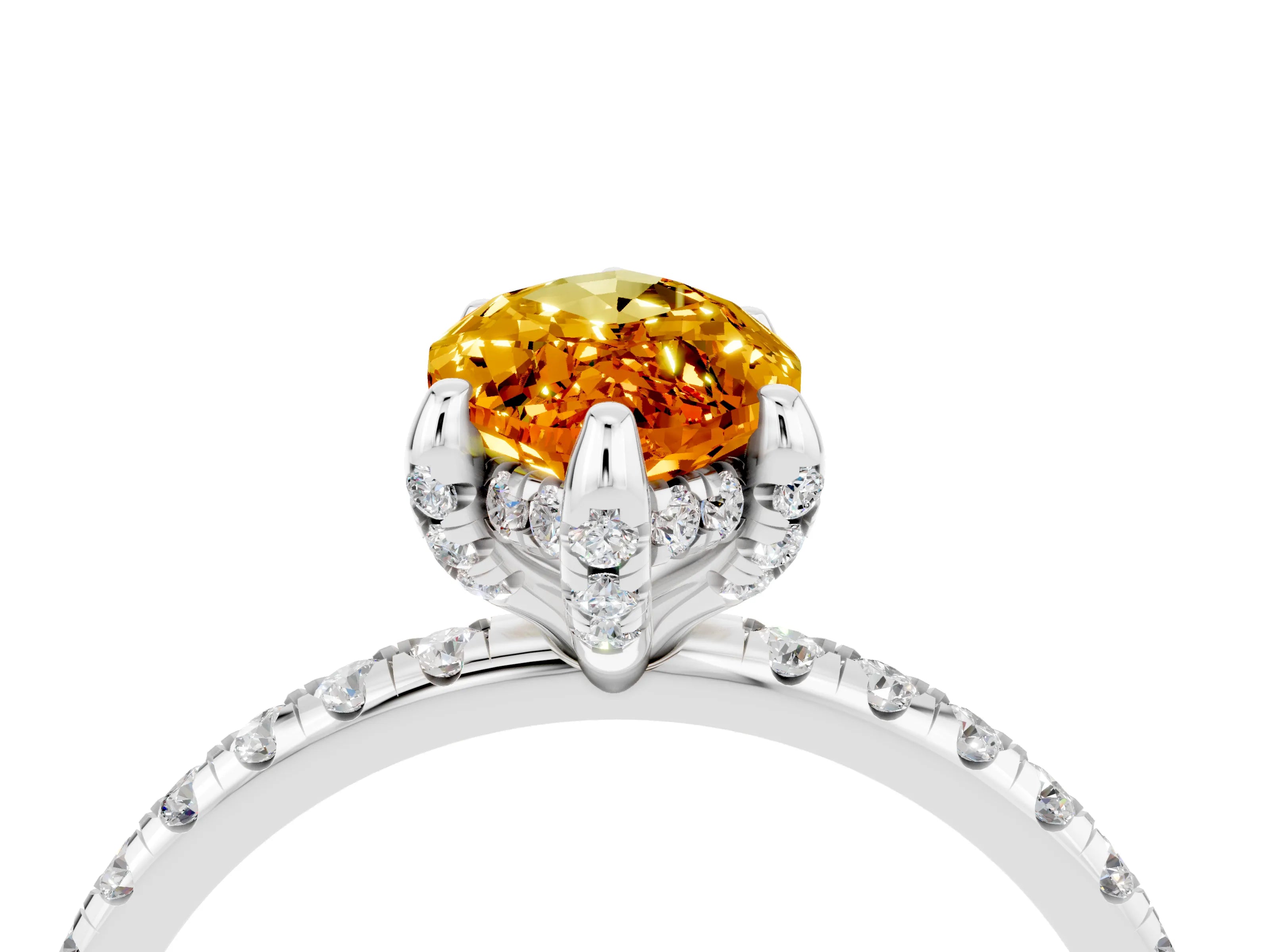 White gold Marquise Cut Diamond Solitaire Ring with Four-Prong Setting and Pavé Band_4