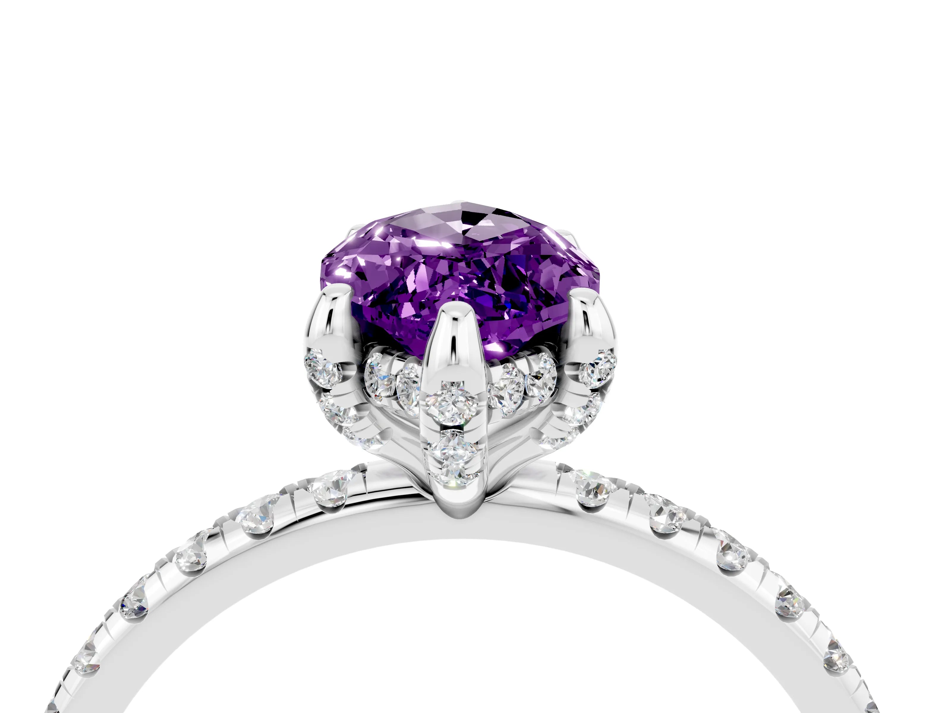 White gold Marquise Cut Diamond Solitaire Ring with Four-Prong Setting and Pavé Band_4