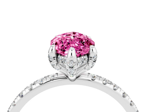 White gold Marquise Cut Diamond Solitaire Ring with Four-Prong Setting and Pavé Band_4