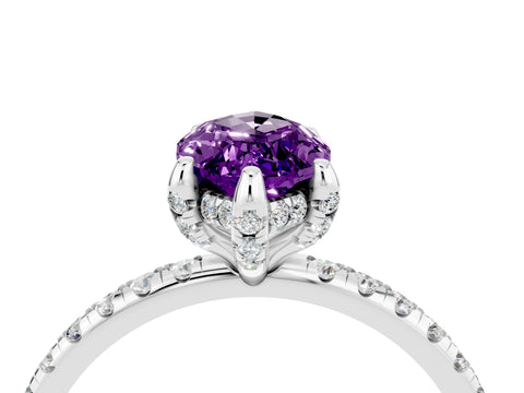 White gold Marquise Cut Diamond Solitaire Ring with Four-Prong Setting and Pavé Band_4