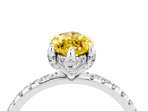 White gold Marquise Cut Diamond Solitaire Ring with Four-Prong Setting and Pavé Band_4