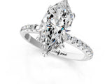 White gold Marquise Cut Diamond Solitaire Ring with Four-Prong Setting and Pavé Band_4