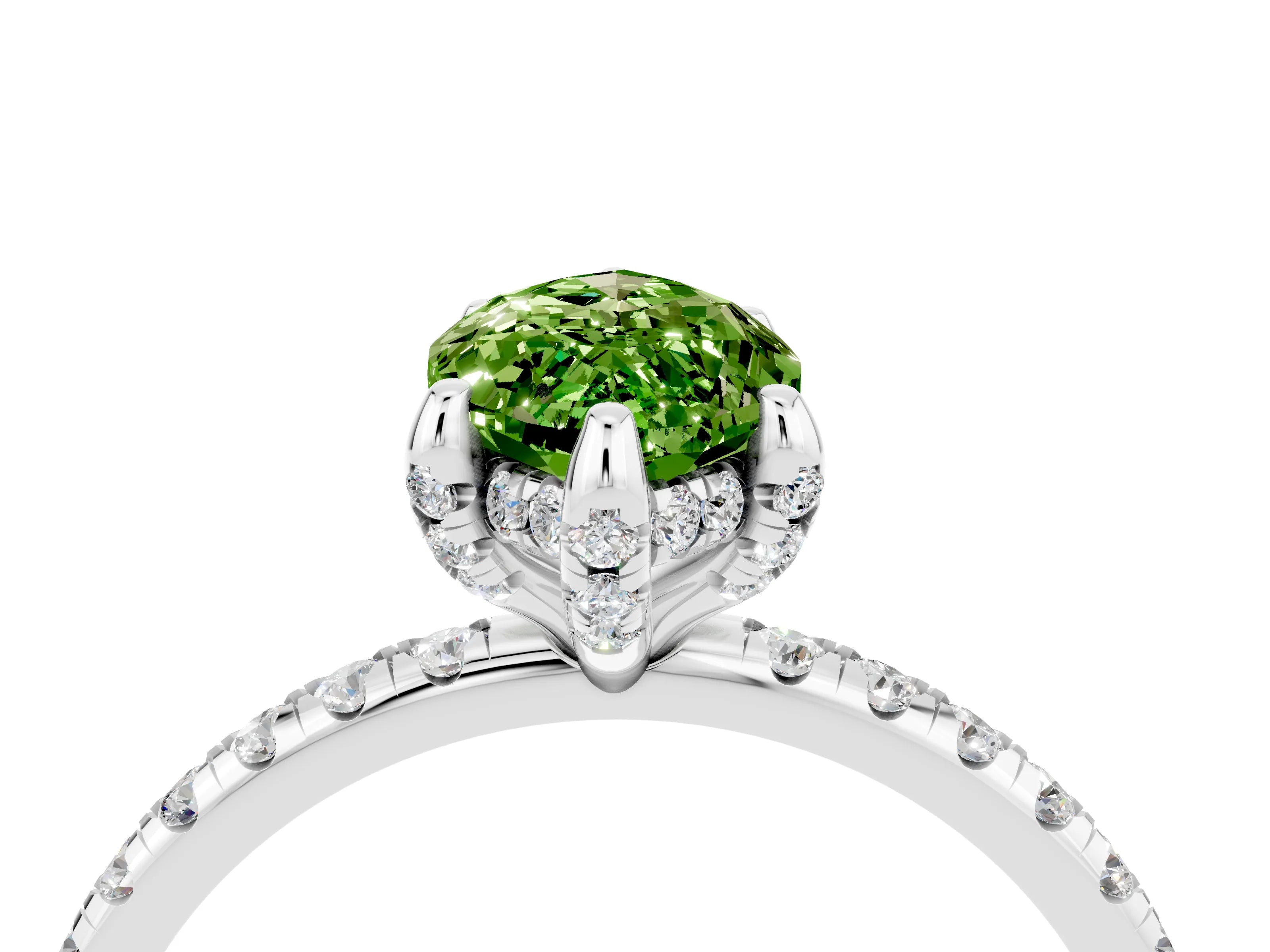 White gold Marquise Cut Diamond Solitaire Ring with Four-Prong Setting and Pavé Band_4