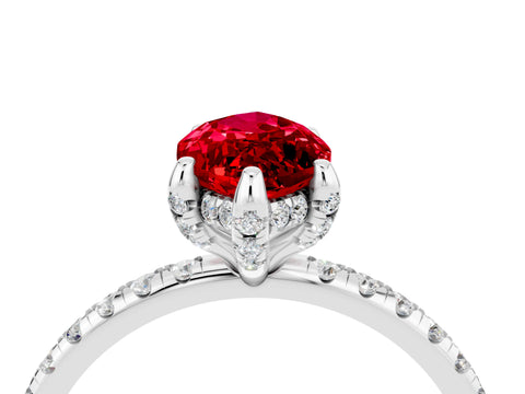 White gold Marquise Cut Diamond Solitaire Ring with Four-Prong Setting and Pavé Band_4