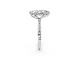 White gold Marquise Cut Diamond Solitaire Ring with Four-Prong Setting and Pavé Band_5