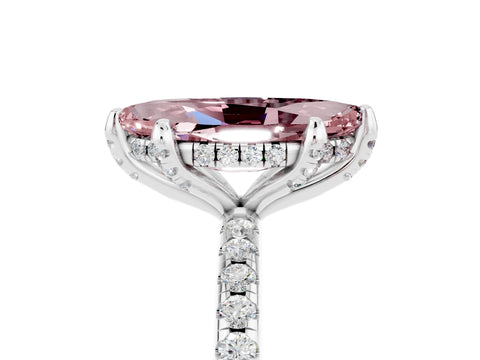 White gold Marquise Cut Diamond Solitaire Ring with Four-Prong Setting and Pavé Band_5