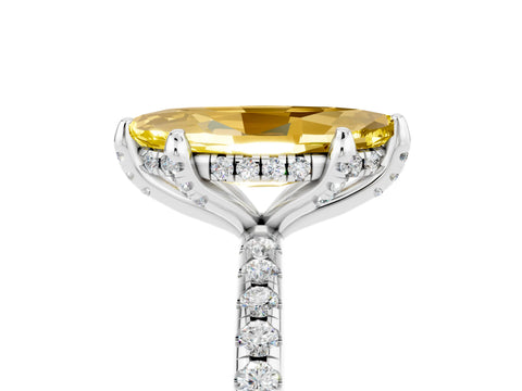 White gold Marquise Cut Diamond Solitaire Ring with Four-Prong Setting and Pavé Band_5