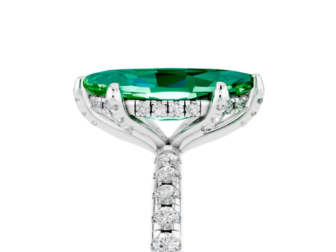 White gold Marquise Cut Diamond Solitaire Ring with Four-Prong Setting and Pavé Band_5