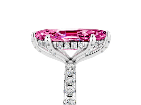 White gold Marquise Cut Diamond Solitaire Ring with Four-Prong Setting and Pavé Band_5