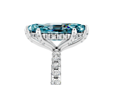 White gold Marquise Cut Diamond Solitaire Ring with Four-Prong Setting and Pavé Band_5