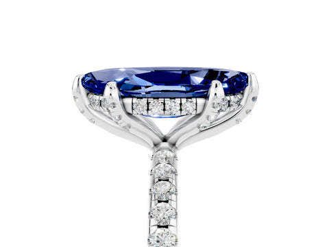 White gold Marquise Cut Diamond Solitaire Ring with Four-Prong Setting and Pavé Band_5