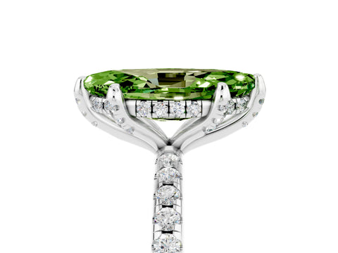 White gold Marquise Cut Diamond Solitaire Ring with Four-Prong Setting and Pavé Band_5
