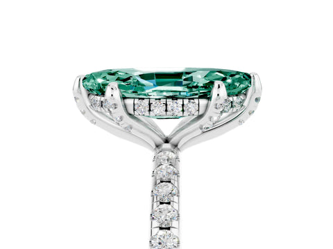 White gold Marquise Cut Diamond Solitaire Ring with Four-Prong Setting and Pavé Band_5