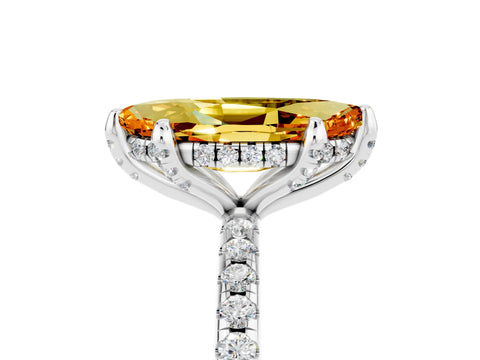 White gold Marquise Cut Diamond Solitaire Ring with Four-Prong Setting and Pavé Band_5