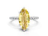 White gold Marquise Cut Diamond Solitaire Ring with Four-Prong Setting and Pavé Band