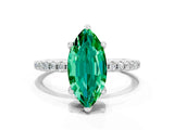 White gold Marquise Cut Diamond Solitaire Ring with Four-Prong Setting and Pavé Band