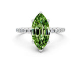 White gold Marquise Cut Diamond Solitaire Ring with Four-Prong Setting and Pavé Band