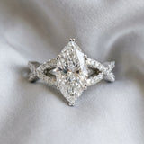 White gold Marquise Cut Diamond Solitaire Ring with Four-Prong Setting and Twisted Pavé Band_60