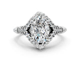 White gold Marquise Cut Diamond Solitaire Ring with Hidden Halo and Pavé Band_33