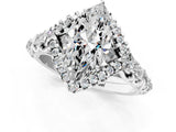 White gold Marquise Cut Diamond Solitaire Ring with Hidden Halo and Pavé Band_34