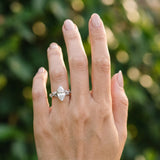 White gold Marquise Cut Diamond Solitaire Ring with Leaf Motif Band and Four-Prong Setting_82