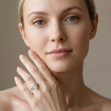 White gold Marquise Cut Diamond Solitaire Ring with Leaf Motif Band and Four-Prong Setting_83
