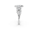 White gold Marquise Cut Diamond Solitaire Ring with Milgrain Pavé Band and Four-Prong Setting_243
