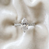 White gold Marquise Cut Diamond Solitaire Ring with Pavé Accents and Four-Prong Setting_86