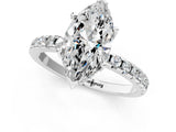 18K White Gold 5.00 Carat F VS1 Marquise Diamond Solitaire Ring with Round  Pavé Band and Four-Prong Setting