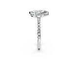 18K White Gold 5.00 Carat F VS1 Marquise Diamond Solitaire Ring with Round  Pavé Band and Four-Prong Setting