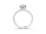 18K White Gold 5.00 Carat F VS1 Marquise Diamond Solitaire Ring with Round  Pavé Band and Four-Prong Setting