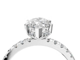 18K White Gold 5.00 Carat F VS1 Marquise Diamond Solitaire Ring with Round  Pavé Band and Four-Prong Setting