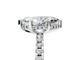 18K White Gold 5.00 Carat F VS1 Marquise Diamond Solitaire Ring with Round  Pavé Band and Four-Prong Setting