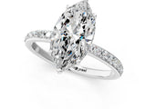 White gold Marquise Cut Diamond Solitaire Ring with Pavé Band and Hidden Halo_21