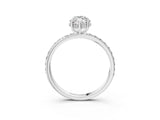 White gold Marquise Cut Diamond Solitaire Ring with Pavé Band and Hidden Halo_23