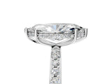 White gold Marquise Cut Diamond Solitaire Ring with Pavé Band and Hidden Halo_28