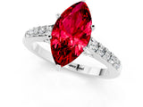 White gold Marquise Cut Diamond Solitaire Ring with Pavé Band and Prong Setting_1