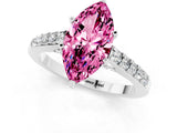 White gold Marquise Cut Diamond Solitaire Ring with Pavé Band and Prong Setting_1