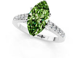White gold Marquise Cut Diamond Solitaire Ring with Pavé Band and Prong Setting_1