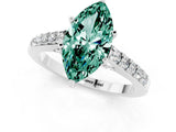White gold Marquise Cut Diamond Solitaire Ring with Pavé Band and Prong Setting_1