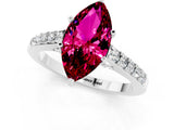 White gold Marquise Cut Diamond Solitaire Ring with Pavé Band and Prong Setting_1