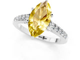 White gold Marquise Cut Diamond Solitaire Ring with Pavé Band and Prong Setting_1