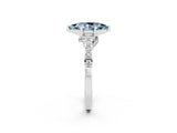 White gold Marquise Cut Diamond Solitaire Ring with Pavé Band and Prong Setting_2