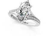 White gold Marquise Cut Diamond Solitaire Ring with Pavé Band and Prong Setting_29
