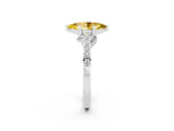 White gold Marquise Cut Diamond Solitaire Ring with Pavé Band and Prong Setting_2